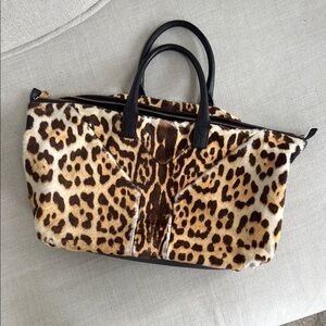 YSL leopard Print Women's Bag with Black Handles